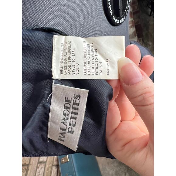 Dress 1980s Navy pleated bodice swing skirt shoulder pads - Picture 8 of 10